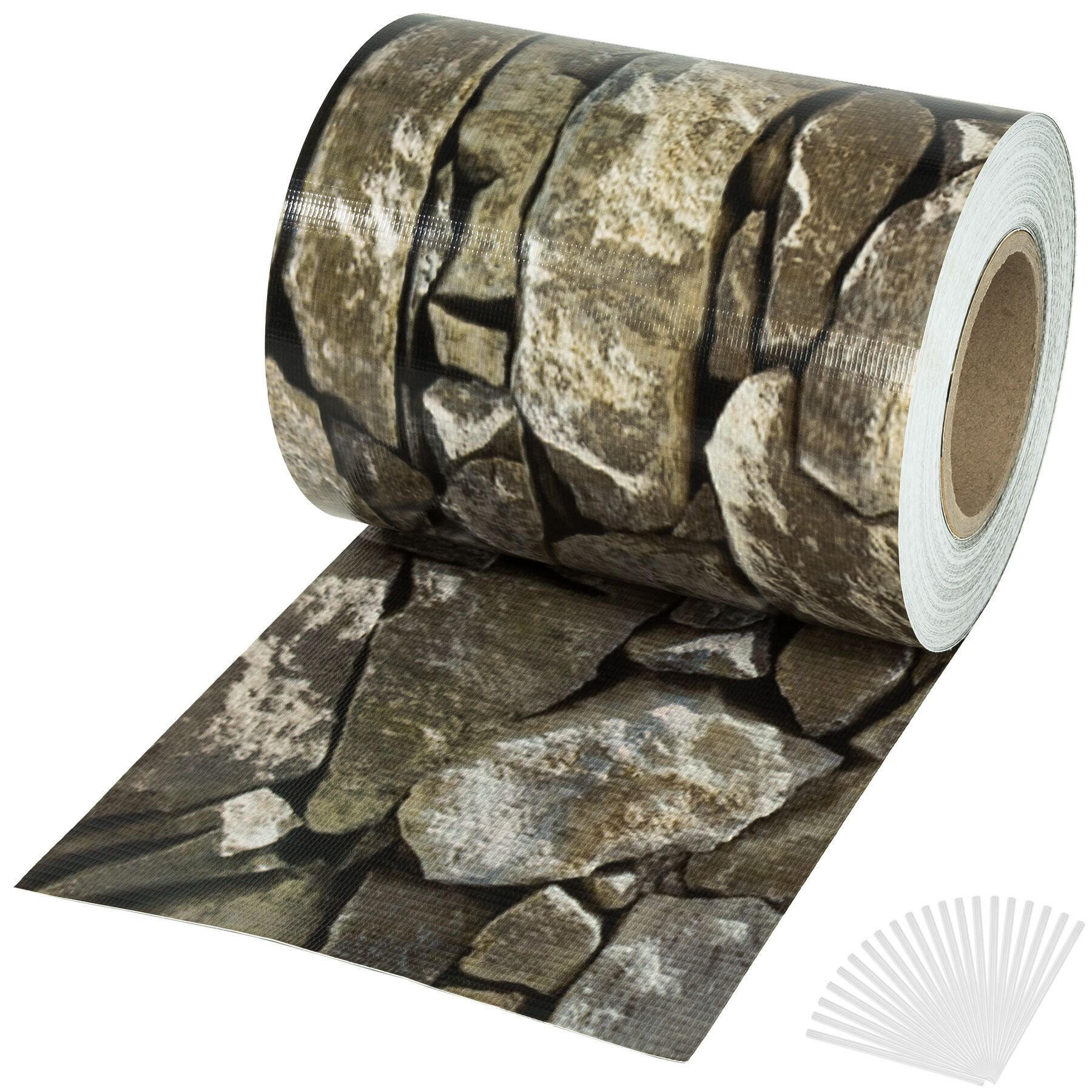 SICHTSCHUTZSTREIFEN ,leichte Montage, inklusive Befestigungsclips,stein-optik - Pinienfarben, Kunststoff (3500/19cm) - tectake