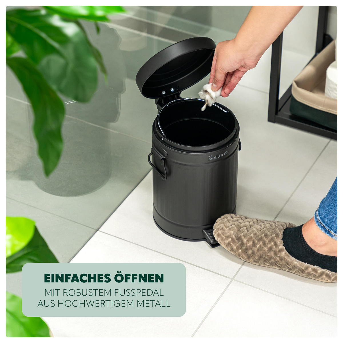 KOSMETIKEIMER 3 Liter, schwarz, Metall - Schwarz, Metall (17/27/20.5cm) - eluno