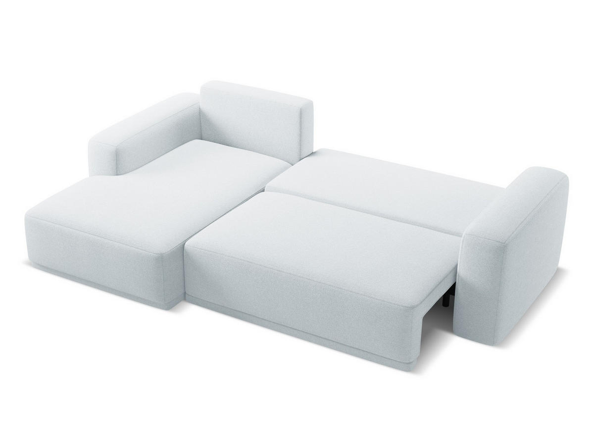 ECKSOFA mit Schlaffunktion Chenille Stoff Blau - Blau/Schwarz, Kunststoff/Textil (160/258cm) - Makamii