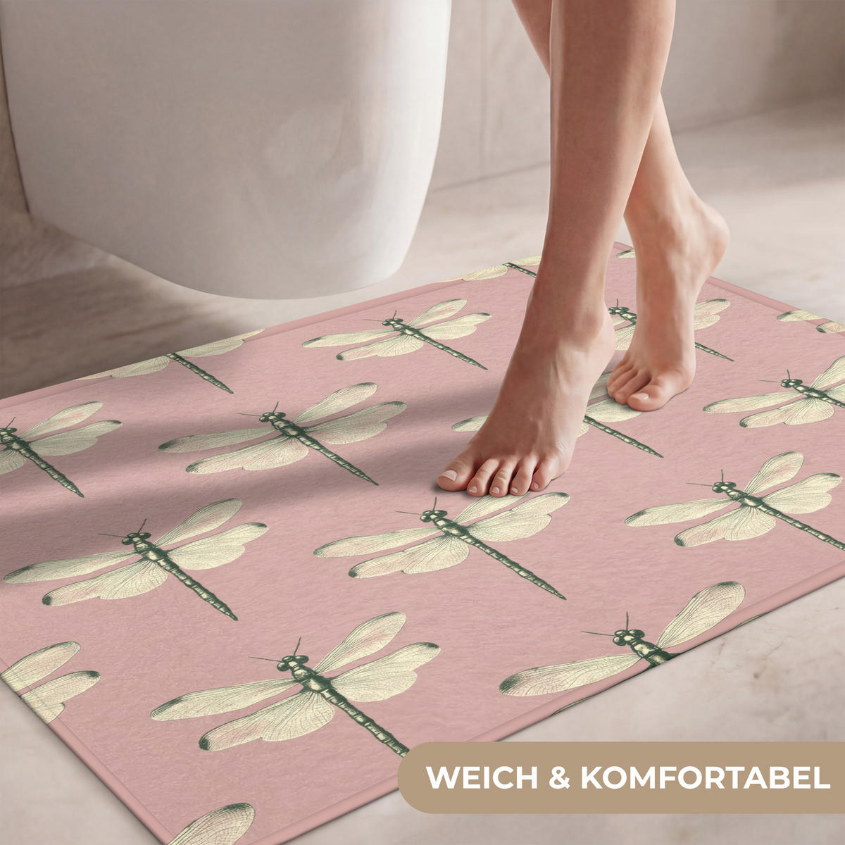 WC-VORLEGER Lillibells - Muster - Rosa Toilettenteppich 90x60 cm - Rosa, Kunststoff/Textil (90/1cm) - OnlyWow