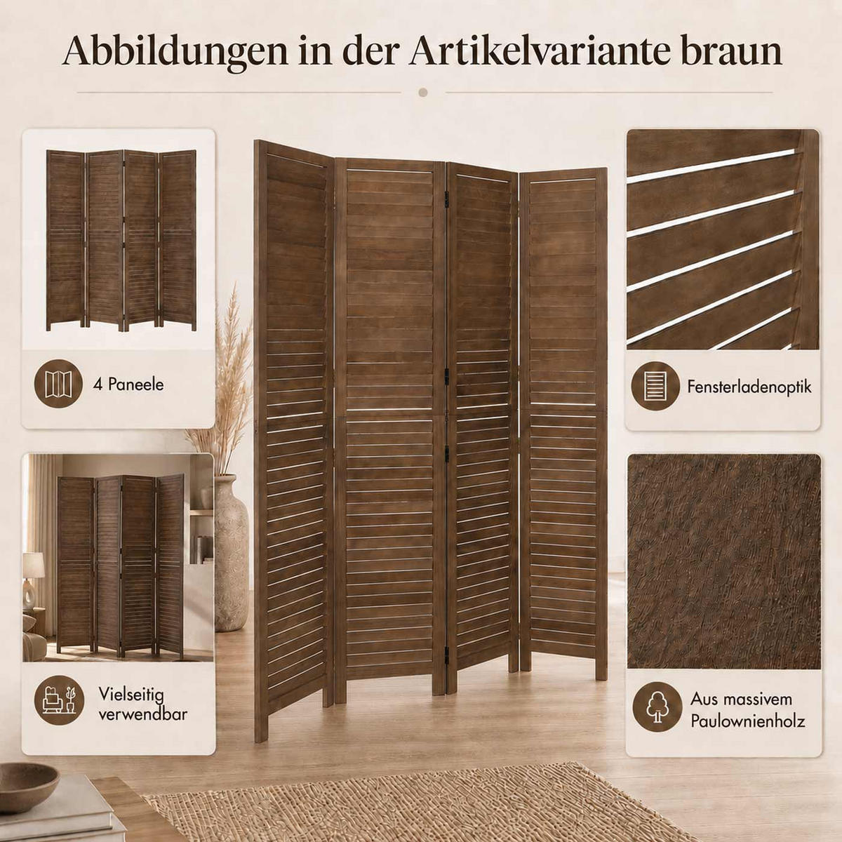 PARAVENT C30B Weiß - Weiß, Holz (161/180/2cm) - MCW