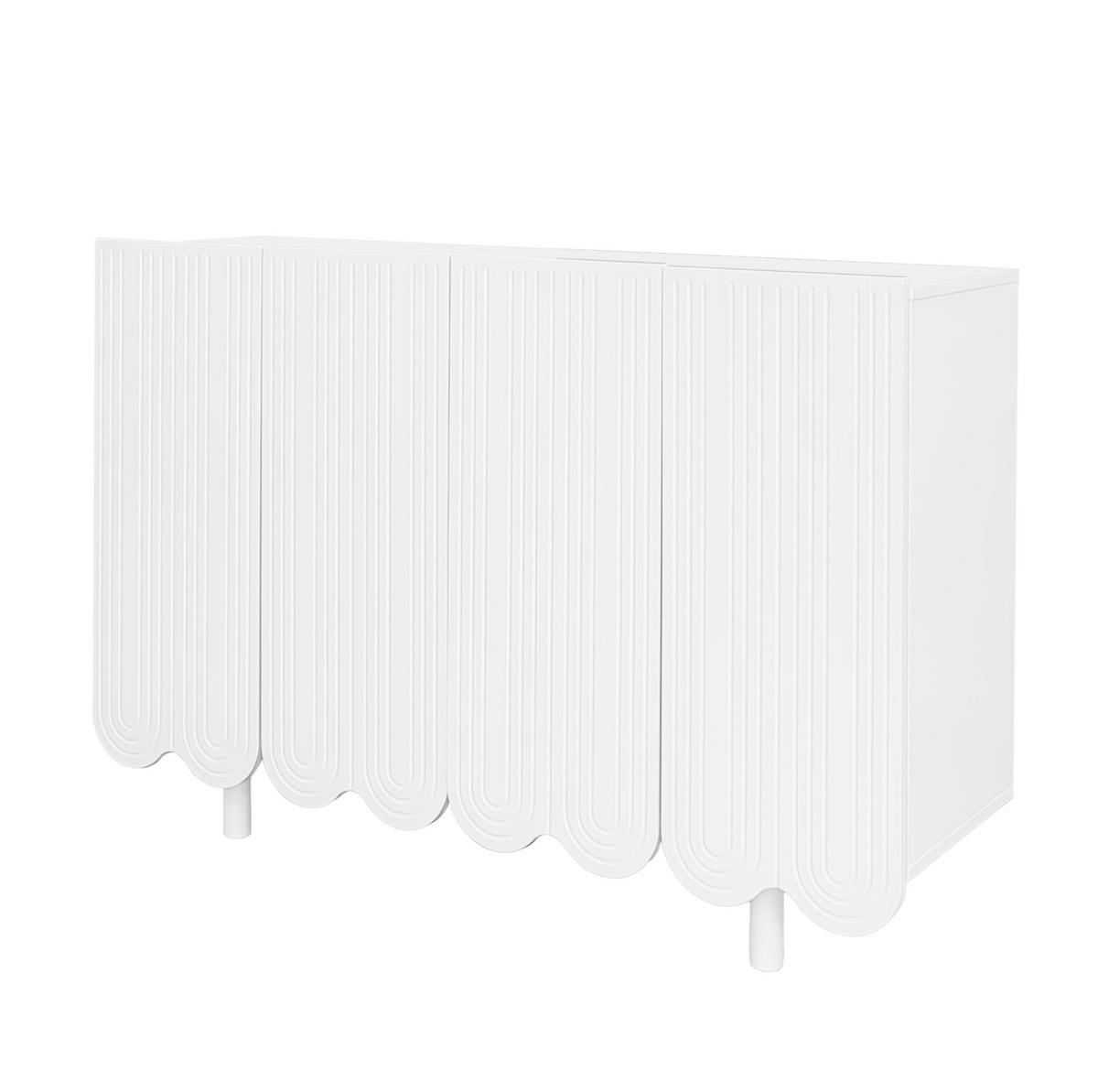 SIDEBOARD 120/37,5/80,8 cm in Weiß mit 4 Türen und tropfenförmiger Front - Weiß, Holzwerkstoff (120/80.8/37.5cm) - Flora Grace