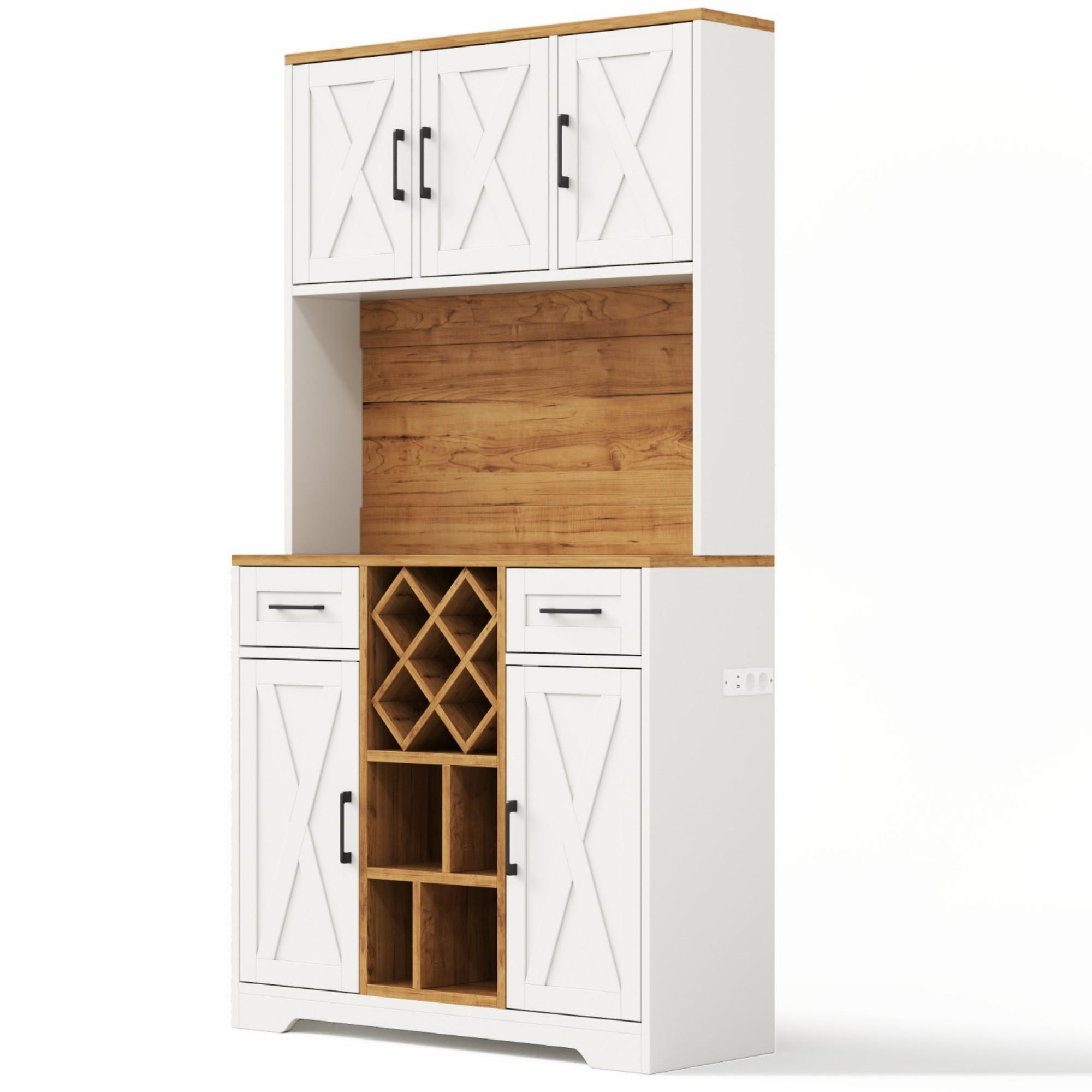 BUFFET DE-38734 105/40/180 cm LED-Beleuchtung und Weinregal Weiß - Weiß, Holzwerkstoff (105/180/40cm) - ComfortXL