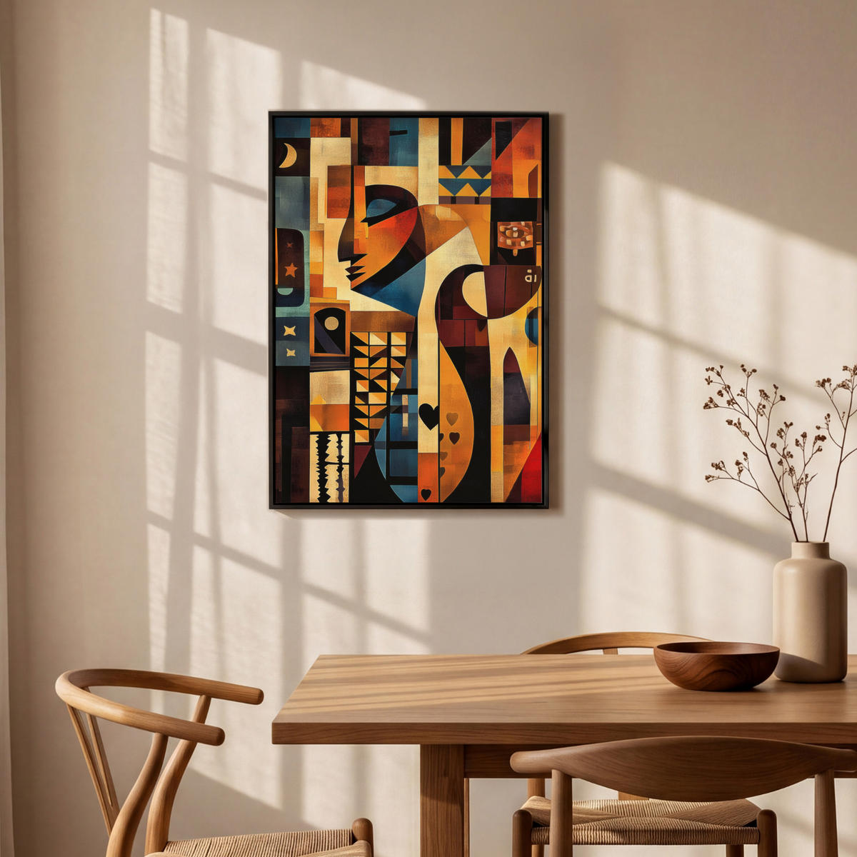 LEINWAND Bilder mit Rahmen - Figuren - Abstrakt - Symbole - 60x90 - Terracotta, Textil (60/90cm) - MuchoWow