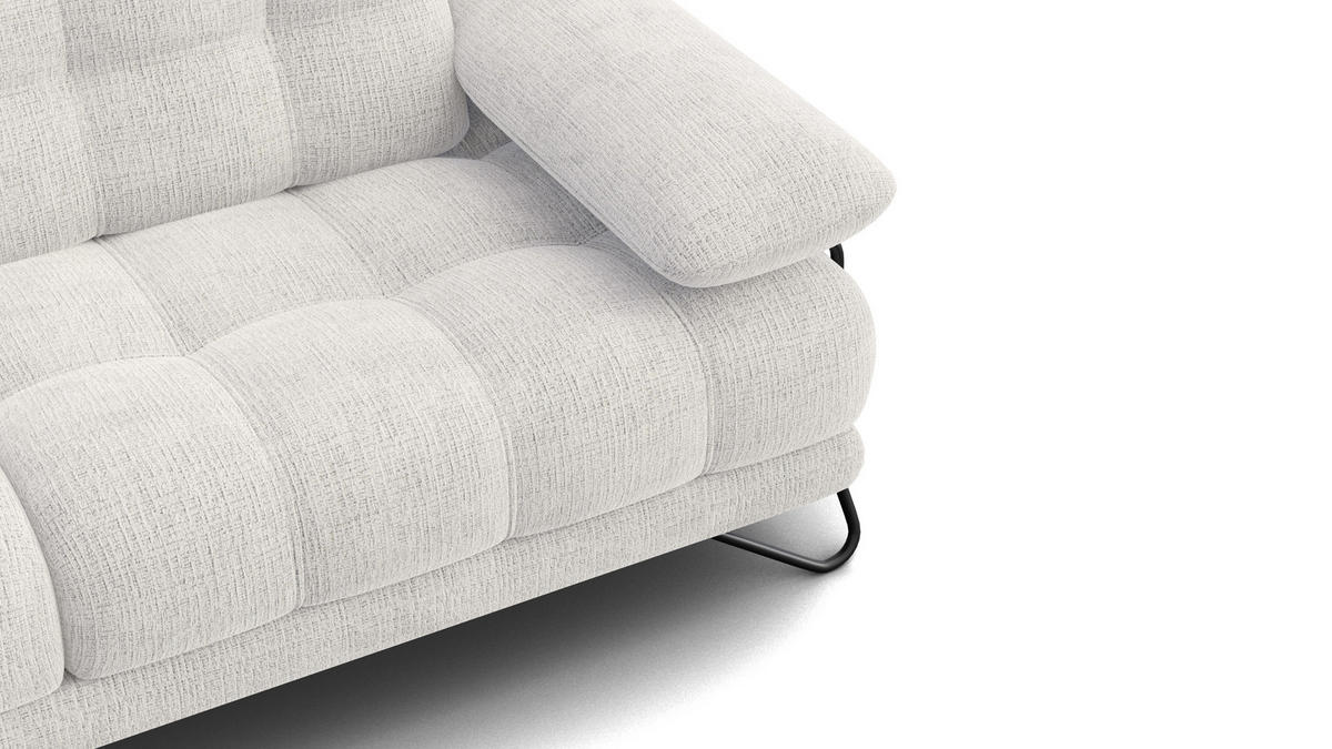 SOFA BUBBARA 2,5-Sitzer, creme - Creme/Schwarz, Holz/Textil (215/87/96cm) - Courtois Laville
