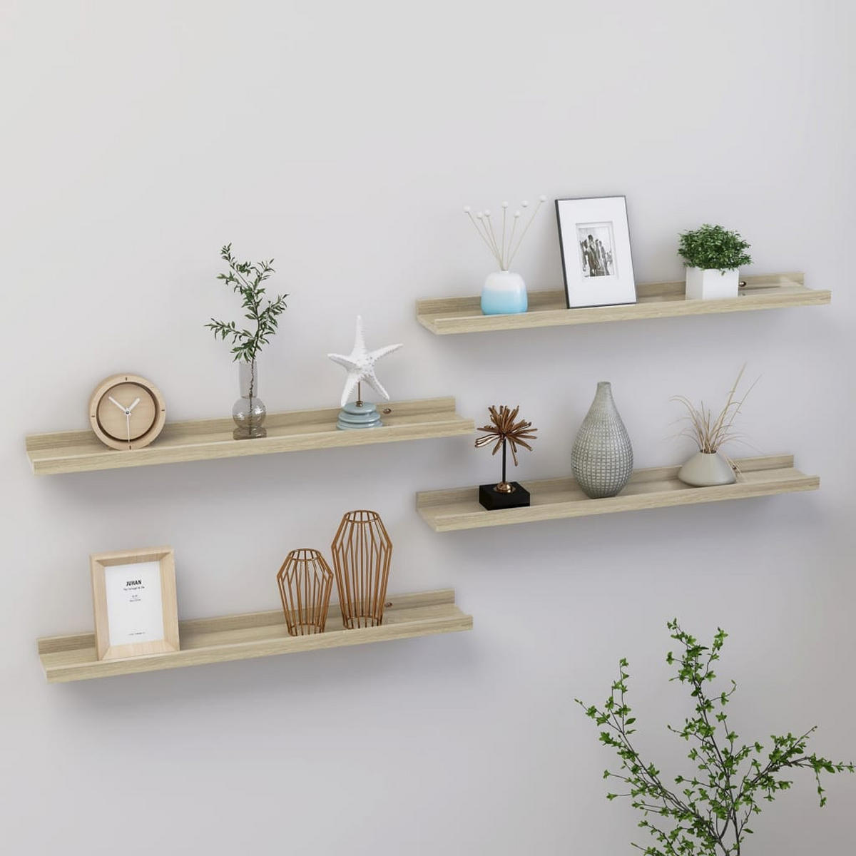 WANDREGALE 4 Stk. Sonoma-Eiche 60x9x3 cm - Braun, Holzwerkstoff (60/3/9cm) - furnicato