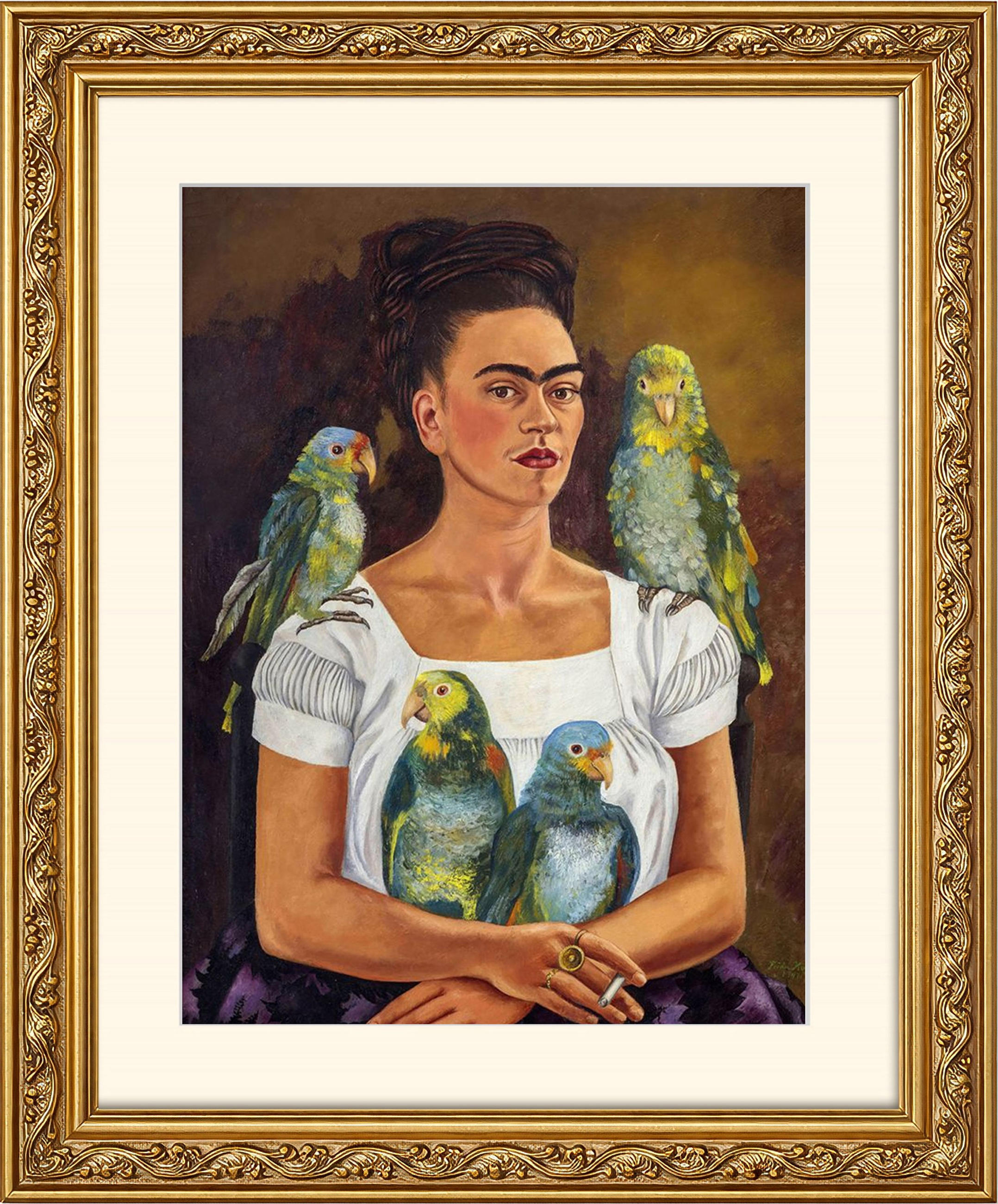BILD gerahmt 53x63 cm Frida Kahlo Portrait - Braun, Holz (53/63cm) - artissimo