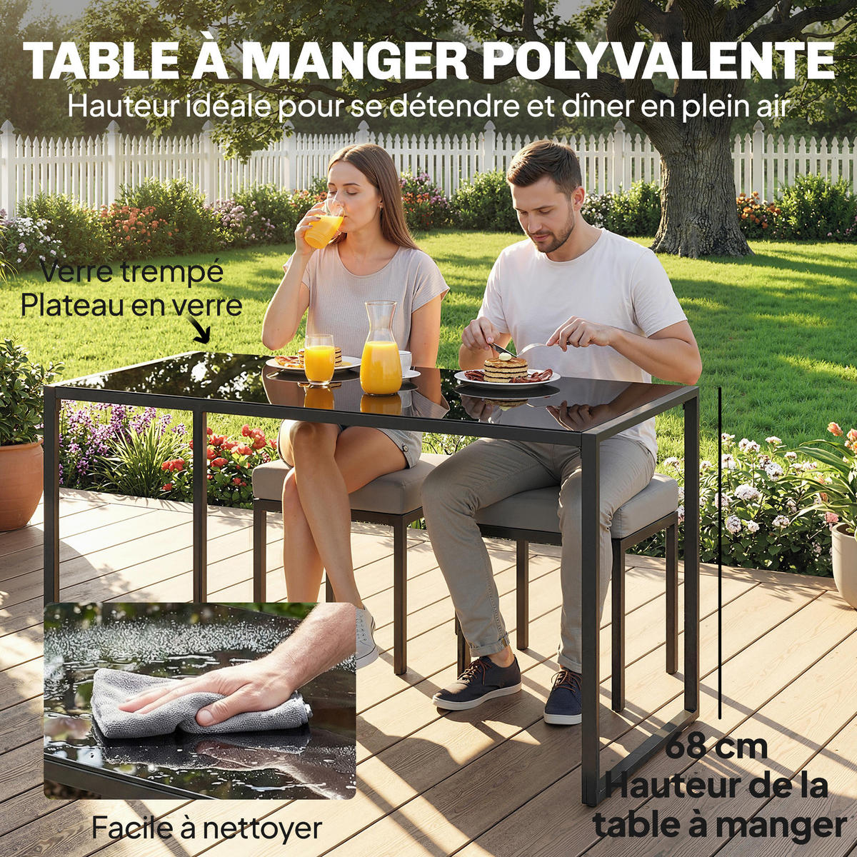 GARTENSET DE-13519 6-teilig mit Tisch & 2 Hockern Grau - Grau, Metall - ComfortXL