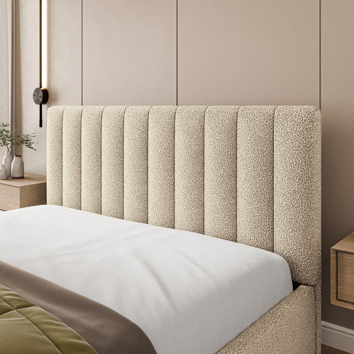 POLSTERBETT DEMERA Q 180x200 cm mit Bettkästen - Creme - Creme, Holz (180/200cm) - MASSENO