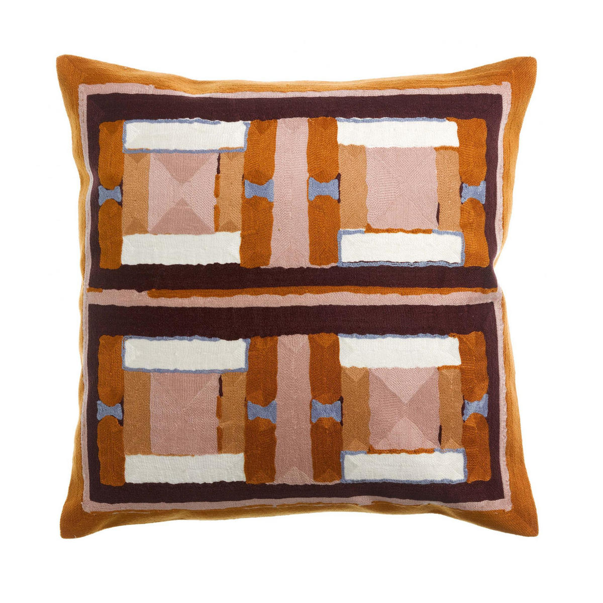 BESTICKTES KISSEN Taho kupferbraun 45 x 45 cm - Dunkelorange, Textil (45/45cm) - Vivaraise