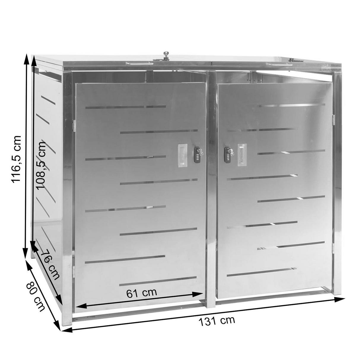 MÜLLTONNENBOX 2er 116,5x131x80cm erweiterbar Edelstahl 48kg - Silberfarben, Metall (131/116.5/80cm) - PROREGAL