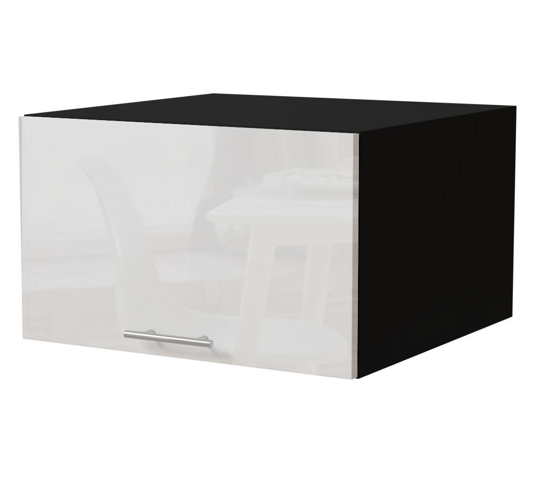 Feldmann-Wohnen Aufsatzschrank Weiß Hochglanz, Schwarz 60x36x59 cm