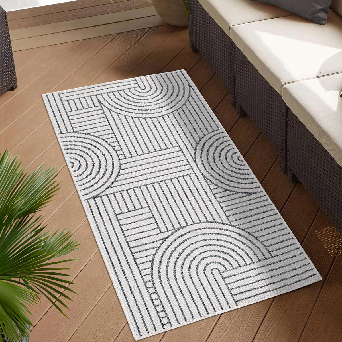 OUTDOOR-TEPPICH DuoRug 5842 Grau 80x150 cm - Grau, Textil (80/150cm) - carpet city