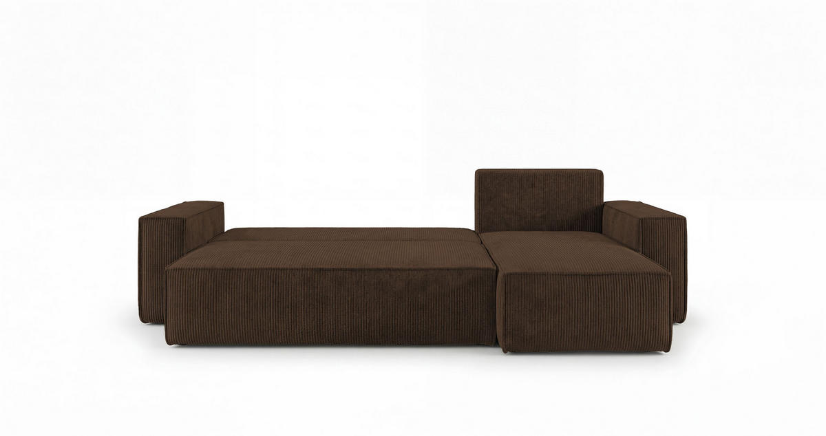 ROHOVÁ pohovka CALIFORNIA MINI pravá hnedá menčester Poso 6 - funkcia spania, úložný priestor - hnedá, textil (245/139cm) - Cornero