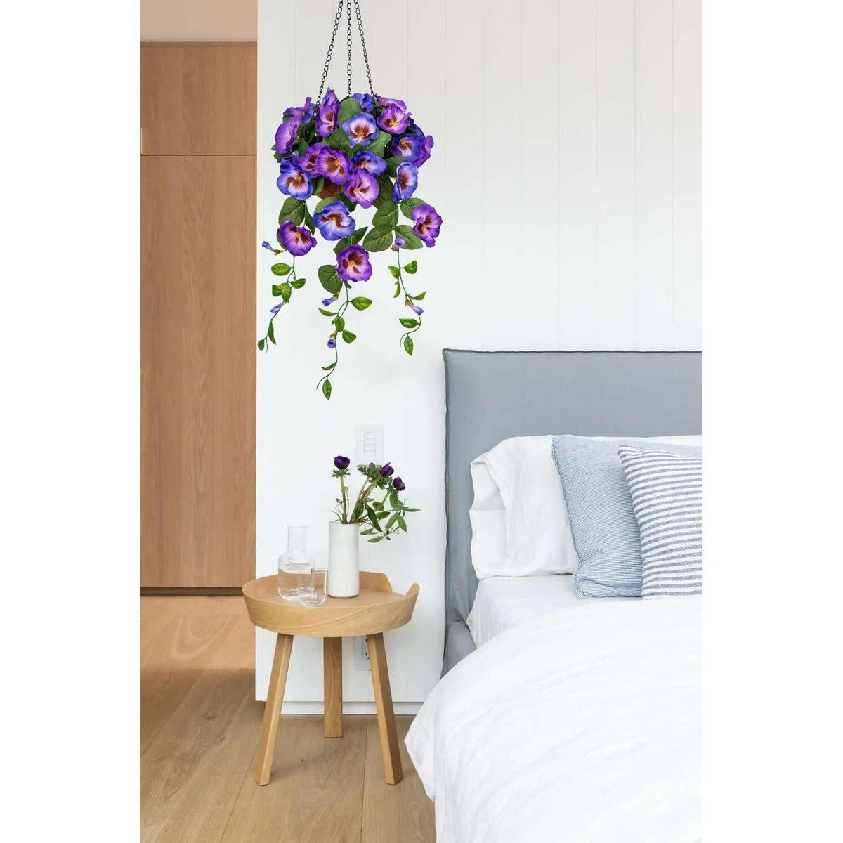 KUNSTBLUME Hängende Stiefmütterchen mit Hängeampel 70 cm Blau - Multicolor, Textil (22cm)