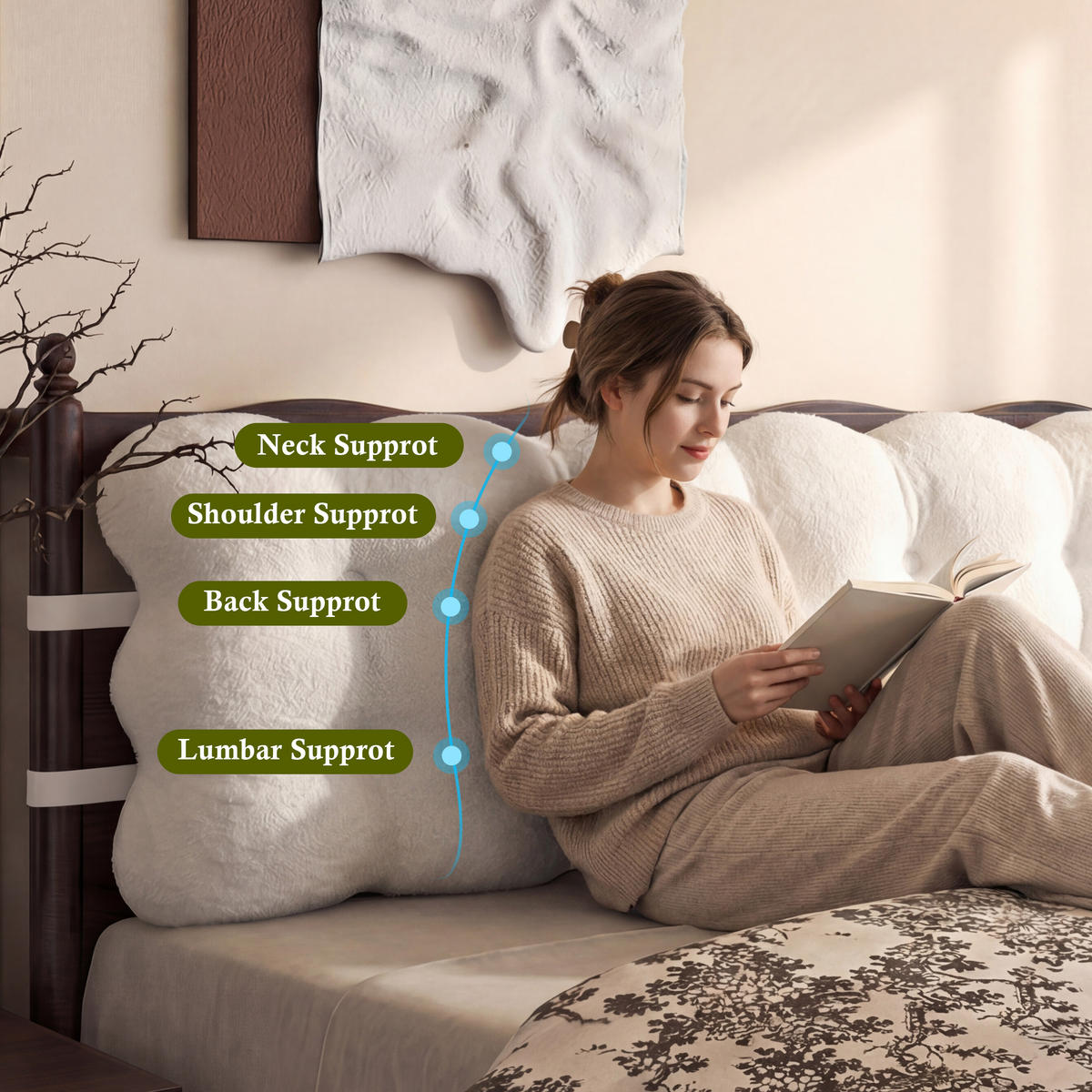 RÜCKENKISSEN für Bett Weiß 140 cm - Weiß, Textil (140/20cm) - Vercart