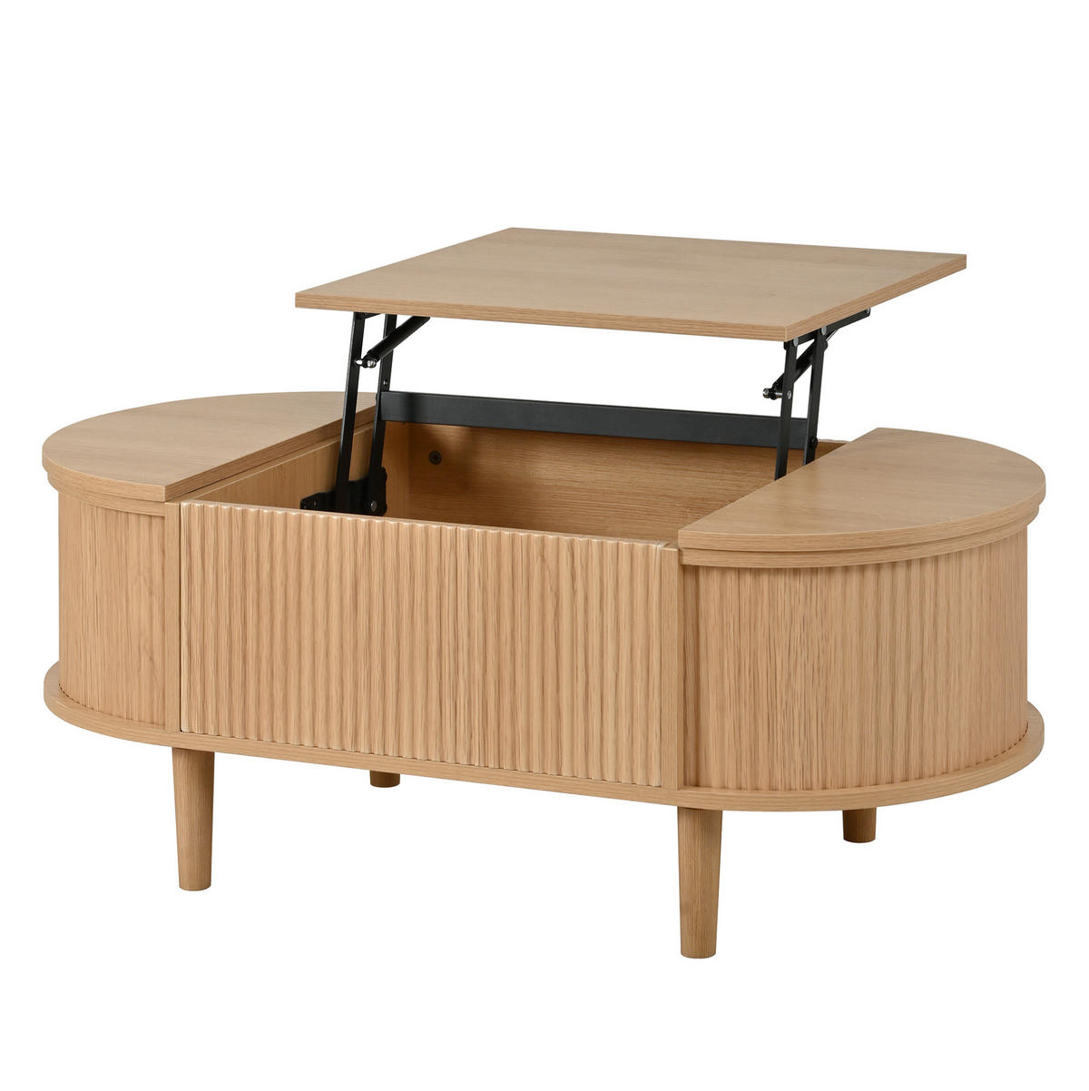 COUCHTISCH aus MDF 100x48x53,5 cm Eichenfarbe höhenverstellbar mit Stauraum - Eichefarben, Holzwerkstoff (100/48/53.5cm) - IVMEU