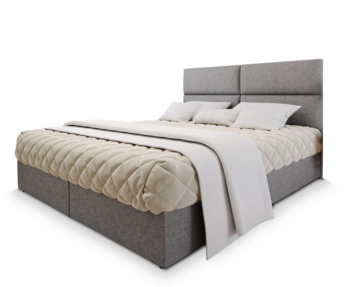POSTEL BOXSPRING LONIS 180x200 cm, s matrací a úložným prostorem, světle šedá - světle šedá, kompozitní dřevo/textil (180/200cm) - MASSENO