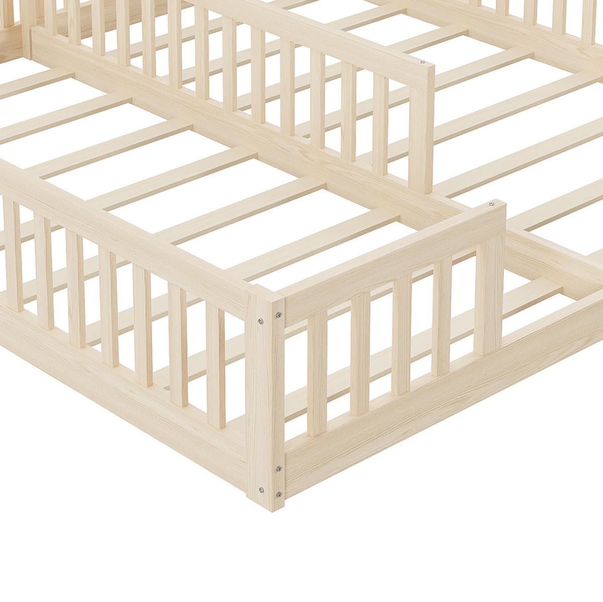 KINDERBETT 90/200 cm Natur aus Kiefernholz und MDF mit Sicherheitsgitter - Naturfarben, Holz (90/200cm) - OKMYHOME