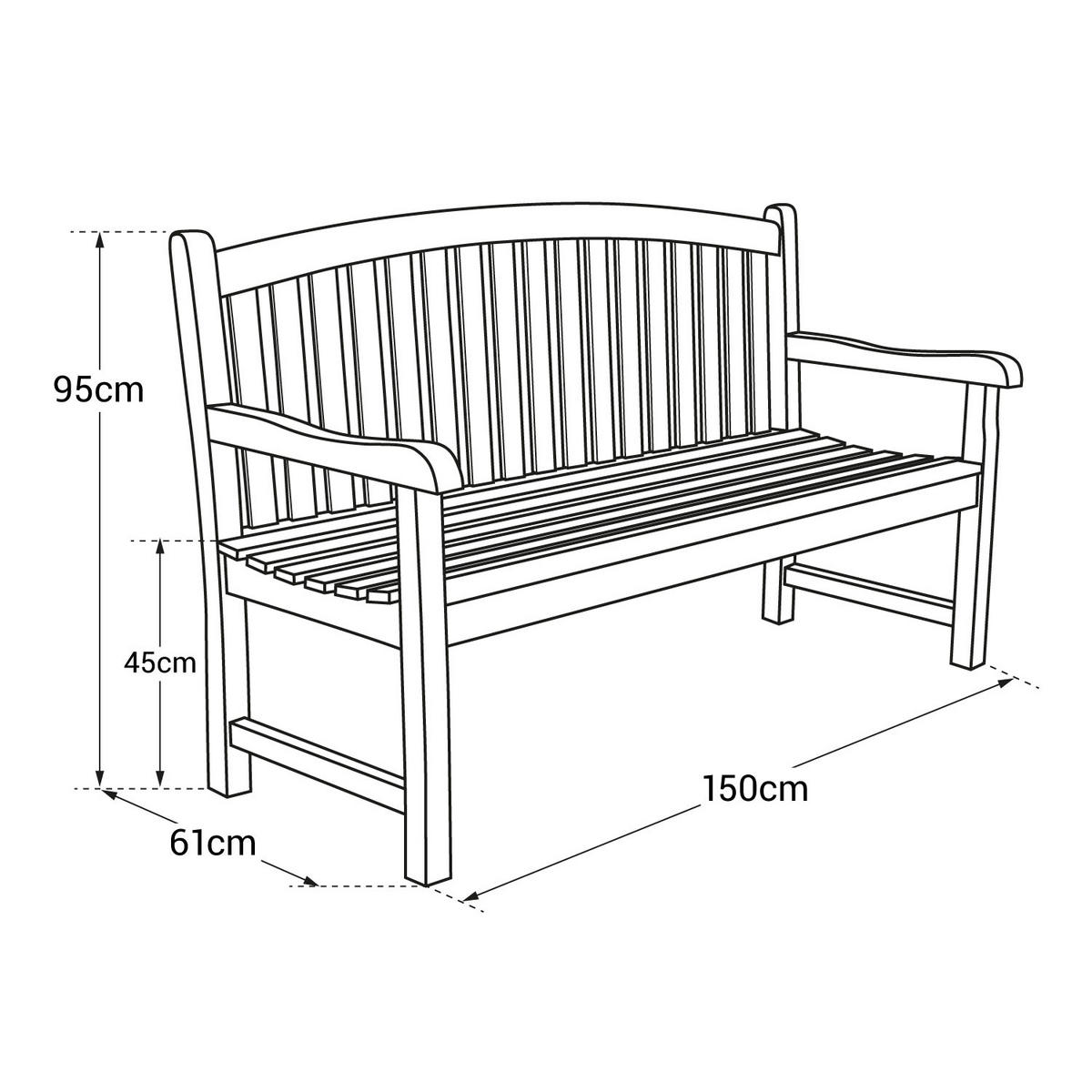 GARTENBANK Lombok - Braun, Holz (150/95/61cm) - Happy Garden