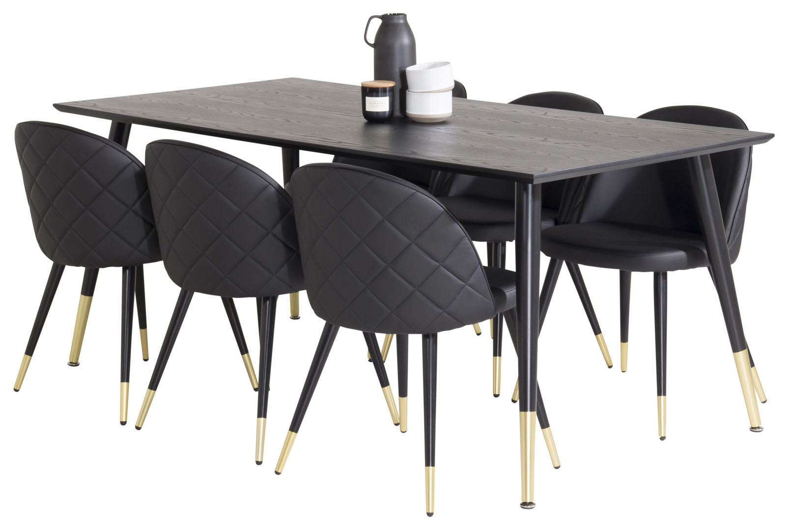 TISCHGRUPPE Schwarz - Schwarz, Holzwerkstoff (90/75/180cm) - ebuy24