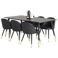 TISCHGRUPPE Schwarz - Schwarz, Holzwerkstoff (90/75/180cm) - ebuy24