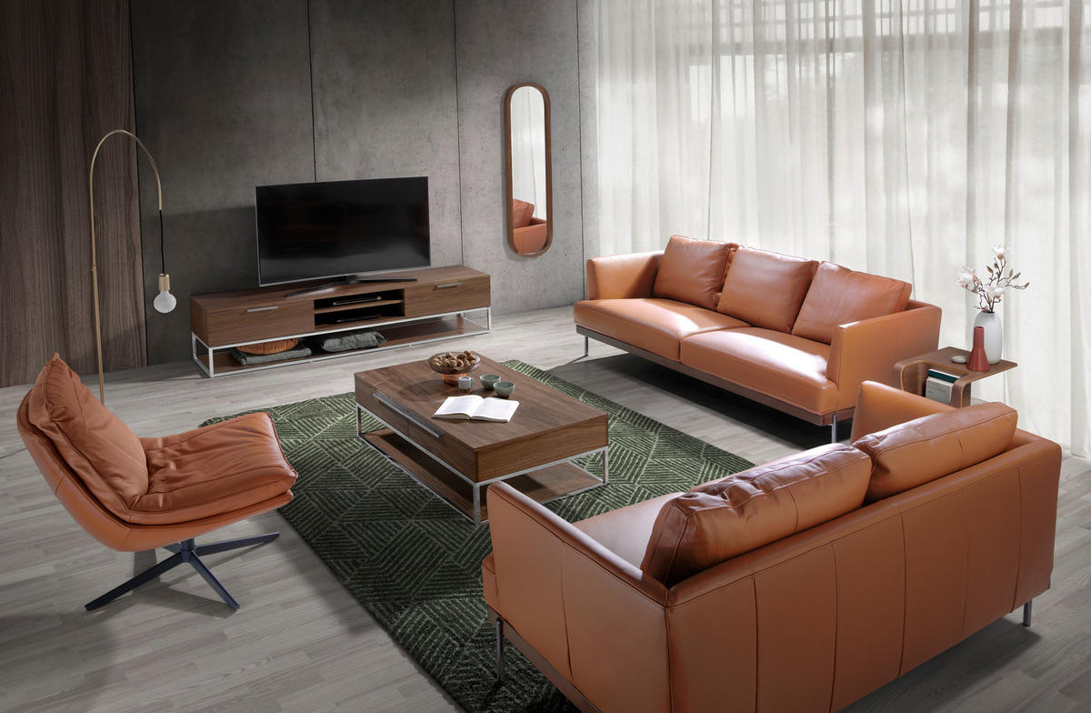 COUCHTISCH Furnier Walnuss , Stahl 120 / 70 / 37 cm - Edelstahlfarben/Nussbaumfarben, Holz (70/120/37cm) - ANGEL CERDA