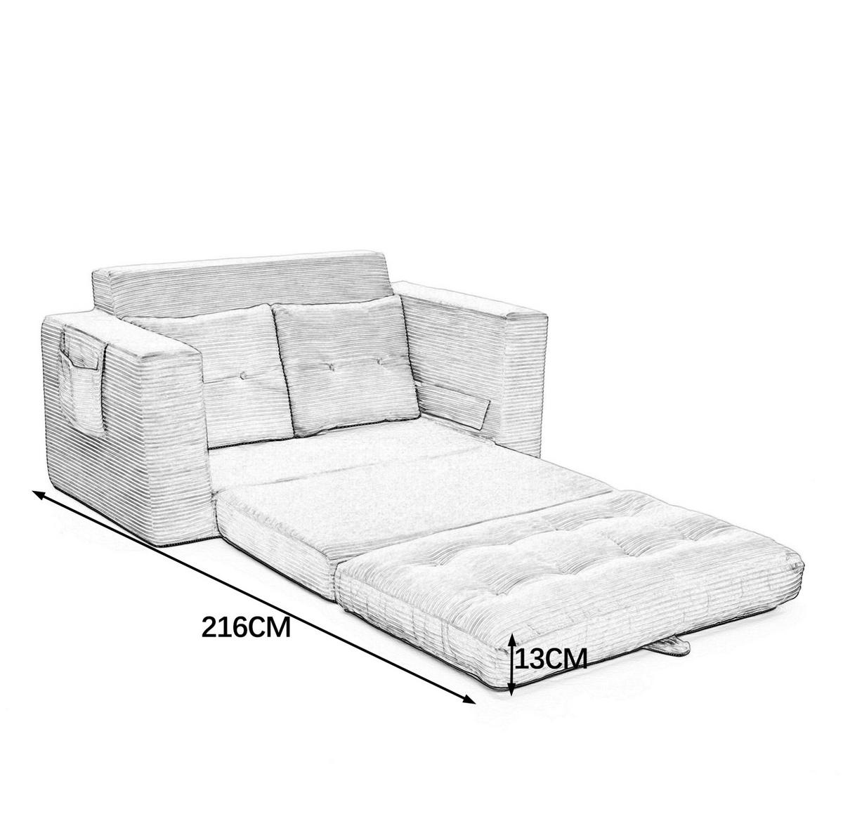 SOFA ausziehbar 2-Sitzer mit Seitentaschen Cord Dunkelgrau - Dunkelgrau, Kunststoff (140/67/85cm) - Meubliv