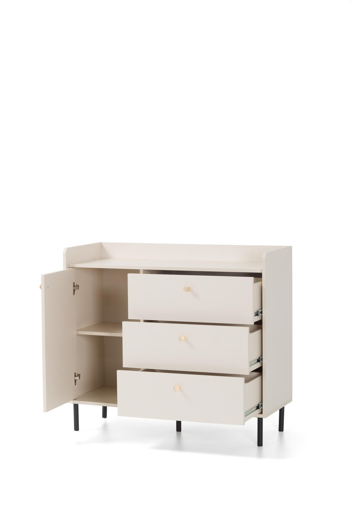 KOMMODE ASTREA 103,5/91/42cm mit 3 Schubladen 1 Türen Beige - Beige, Holzwerkstoff (103.5/91/42cm) - MASSENO