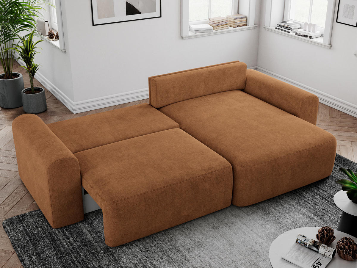 ECKSOFA NELSON Orange Struktur - Schwarz/Orange, Kunststoff/Textil (274/152cm) - MKS