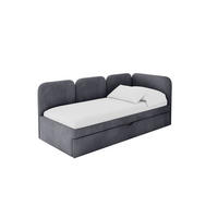 EINZELLBETT Jugendbett mit Bettkasten, Links - ALVY 100x200 Dunkelgrau - Dunkelgrau, Holzwerkstoff/Textil (100/200cm) - ALTDECOR