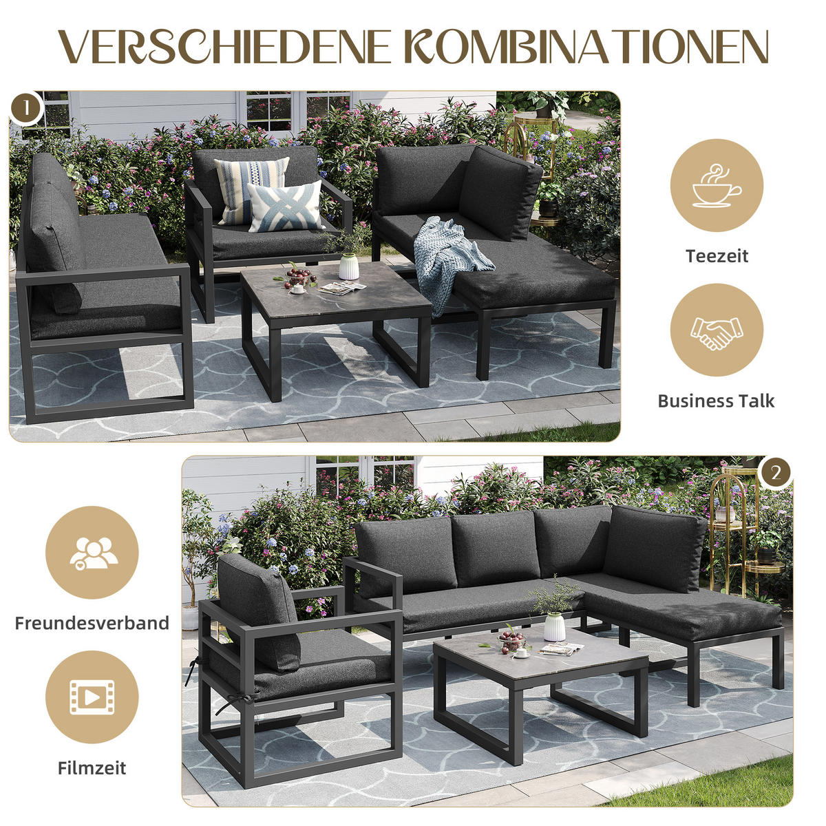 LOUNGEGRUPPE Grau - Grau, Metall - ComfortXL