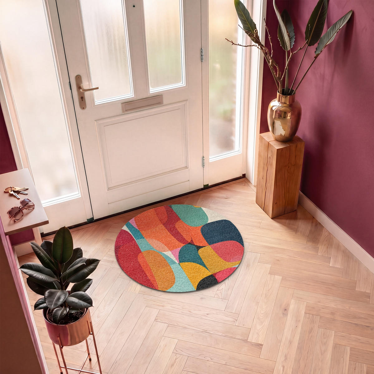 ROHOŽKA Tvary - barevné - abstraktní - letadla 90x90 cm - různobarevná, textil/umělá hmota (90/0.4cm) - MuchoWow