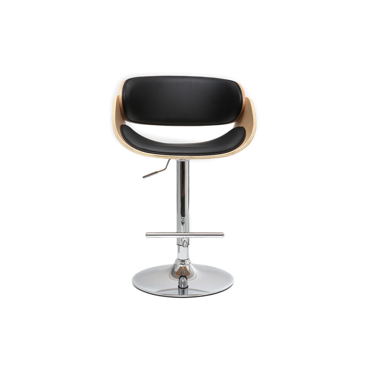 BARHOCKER Schwarz Helles Holz BENT - Schwarz, Textil (52/114/59cm) - Miliboo