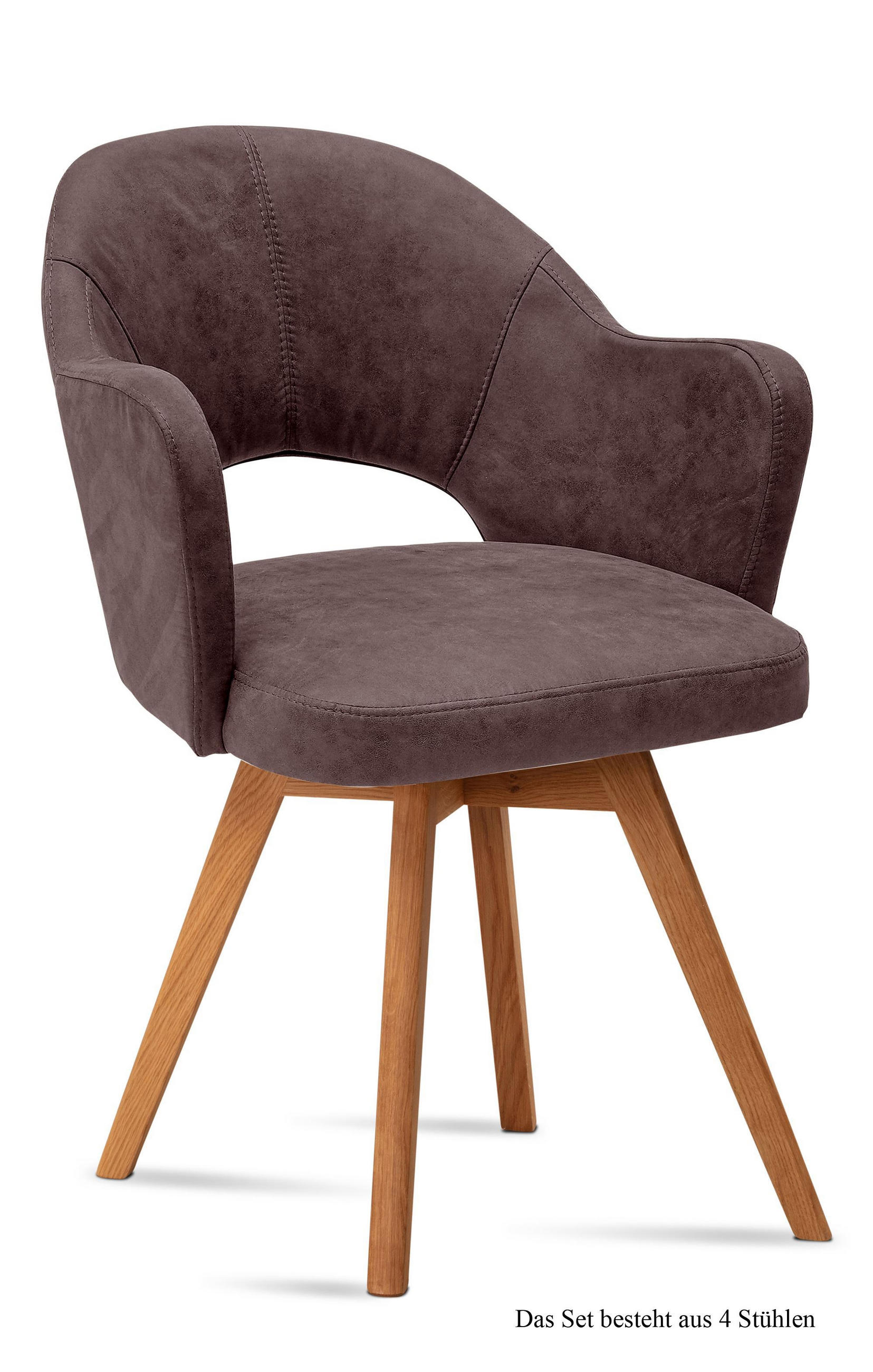 ARMLEHNSTUHL (4er-Set) Dolly 59x87x61 Eiche geölt/Braun - Eichefarben/Braun, Kunststoff (61/87/59cm) - 58aufmkessel