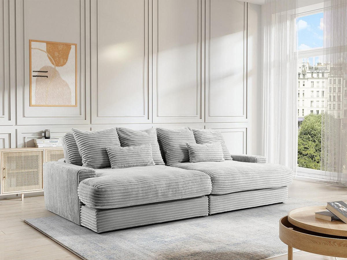 SOFA ohne Schlafmöglichkeit - 4 Personen - Samt - Grau - Grau, Textil (266/90/151cm) - Vente-Unique