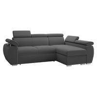 ECKSOFA Boston Mini, Seite: Rechts - 2R+LC - Chromfarben/Grau, Holz/Textil (255/170cm) - MIRJAN24