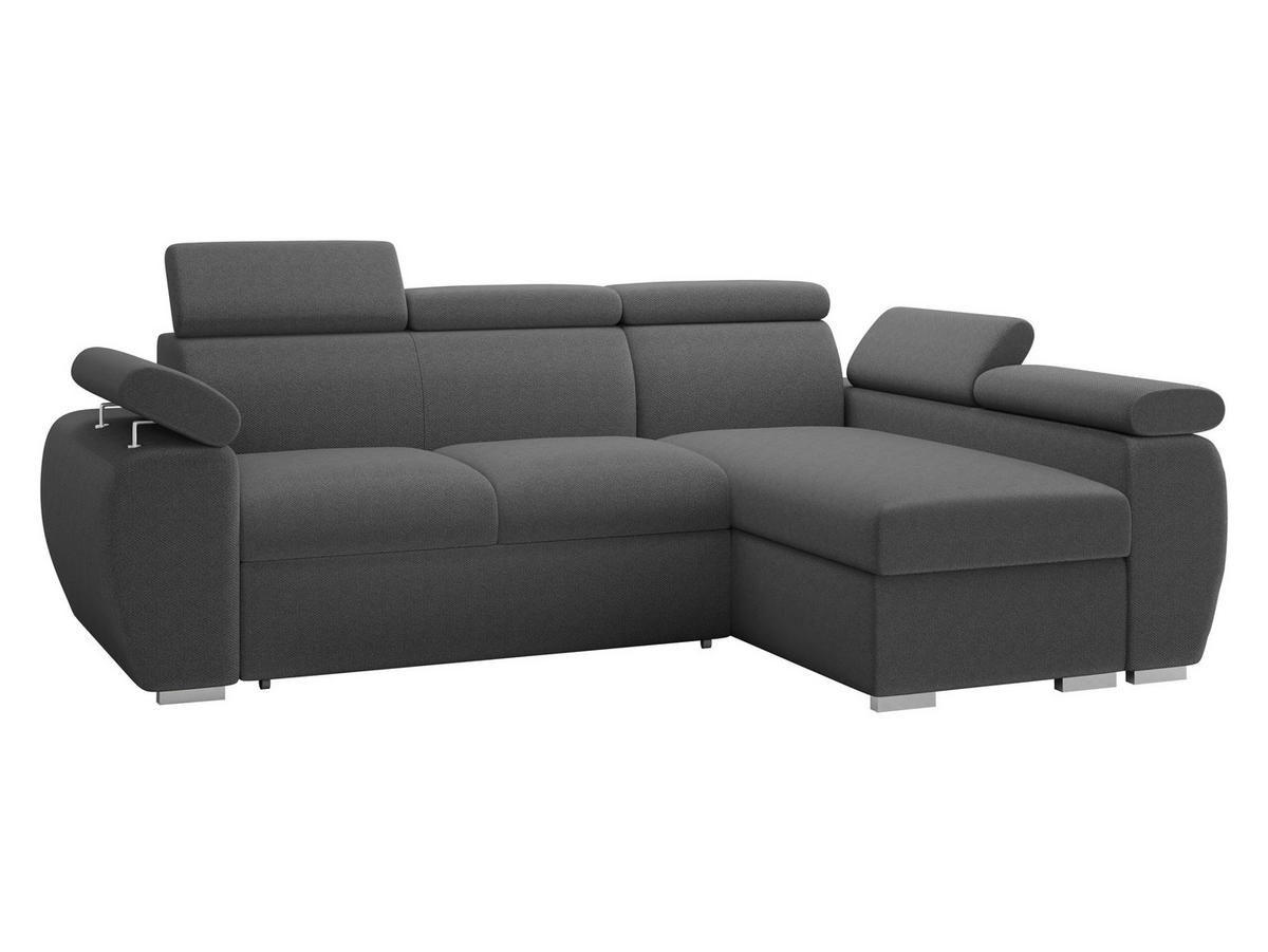 ECKSOFA Boston Mini, Seite: Rechts - 2R+LC - Chromfarben/Grau, Holz/Textil (255/170cm) - MIRJAN24