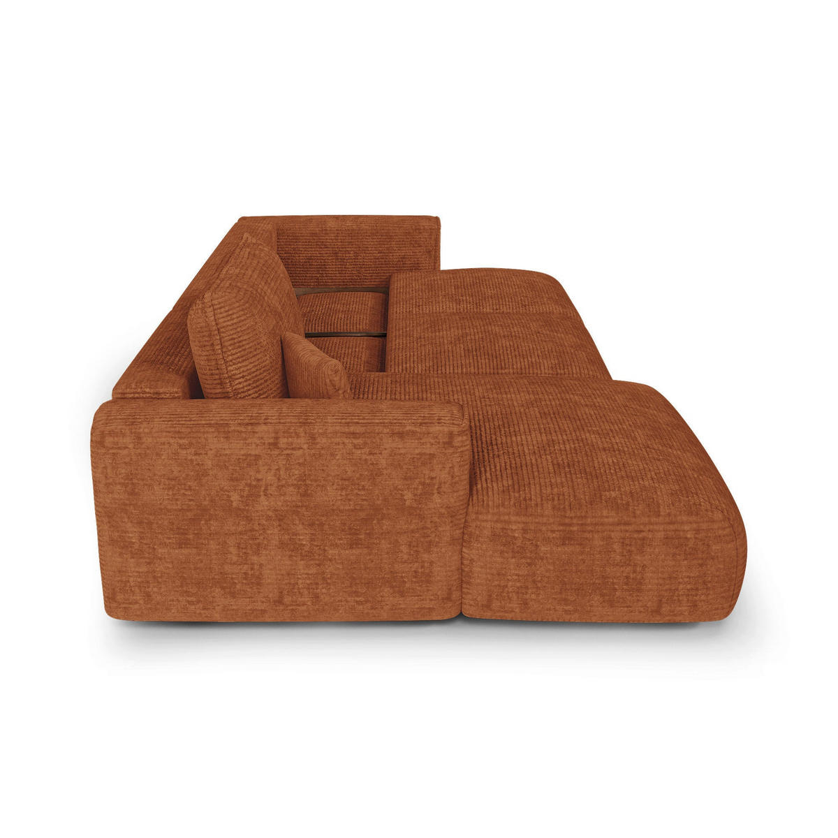 LINKSECK-SCHLAFSOFA mit Stauraum COMO Cord Terrakotta 297cm - Dunkelorange/Terracotta, Textil (297/167cm) - Premium Interiors