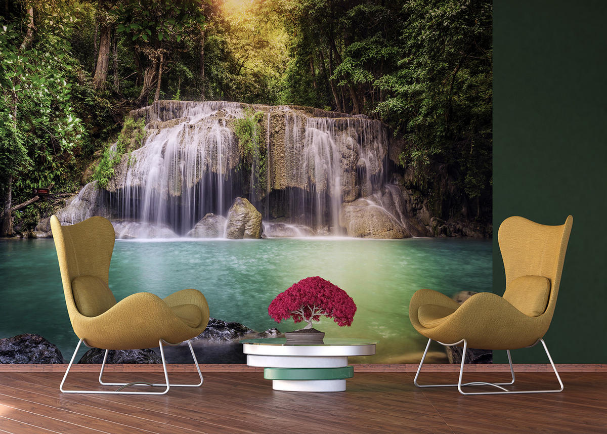 FOTOTAPETE Wasserfall 375 x 270 cm - Grün, Papier (375/270cm) - Sanders & Sanders