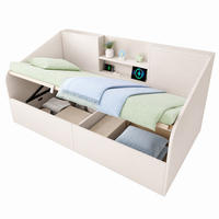 BETT 90/190 mit hydraulischem Stauraum, USB und Type-C in Weiß - Weiß, Holzwerkstoff/Metall (90/190cm) - EVRYAE