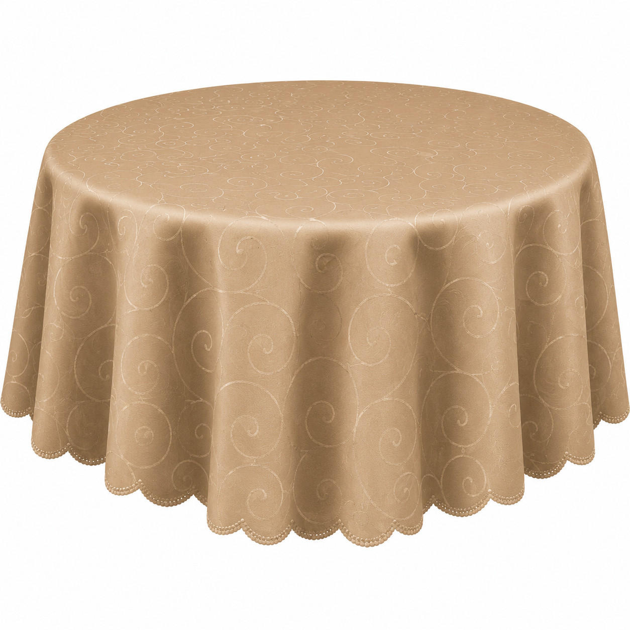 TISCHDECKE oval braun hell 160x400 cm Struktur damast circle bügelfrei fleckenabweisend - Hellbraun, Textil (160/400cm) - TiborTex