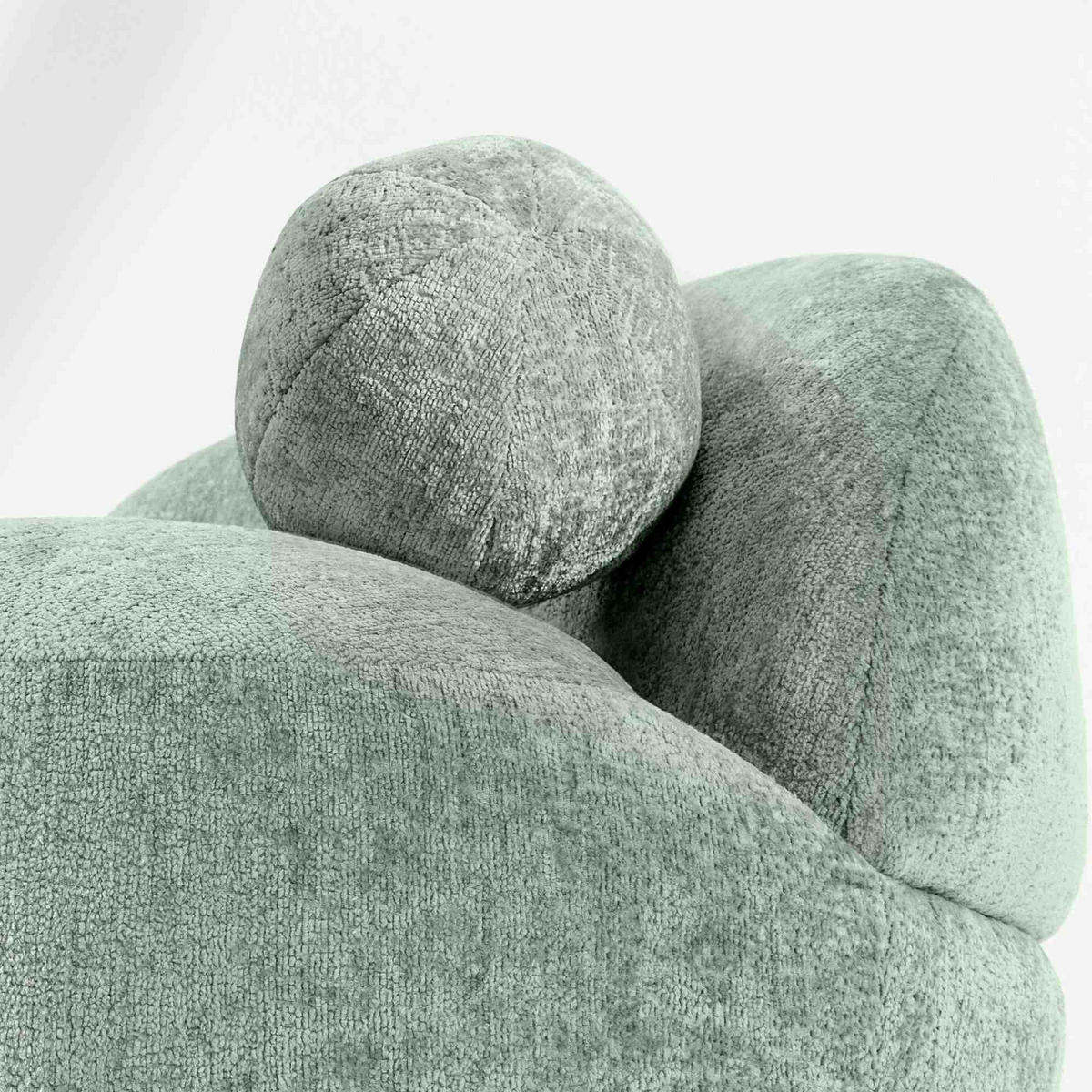 SESSEL NELUM Chenille-Stoff, rund, Mintgrün - Schwarz/Mintgrün, Holz/Holzwerkstoff (76/64/76cm) - KONSIMO®