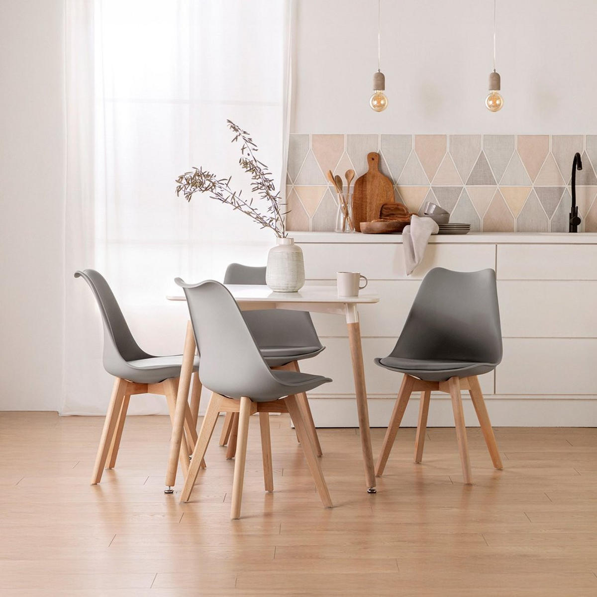 ESSZIMMERSTUHL Kler Grau 48 cm x 82 cm 4er-Set - Grau, Kunststoff (48/82/57cm)