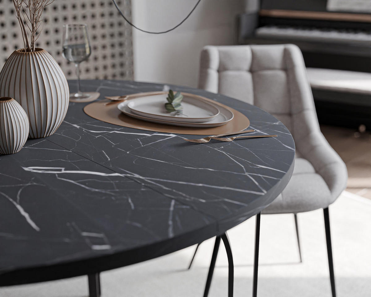 AUSZIEHTISCH ASTRO 100/76 cm, Schwarz / Grau - Schwarz/Grau, Holzwerkstoff/Metall (100/100/76cm) - Idohome