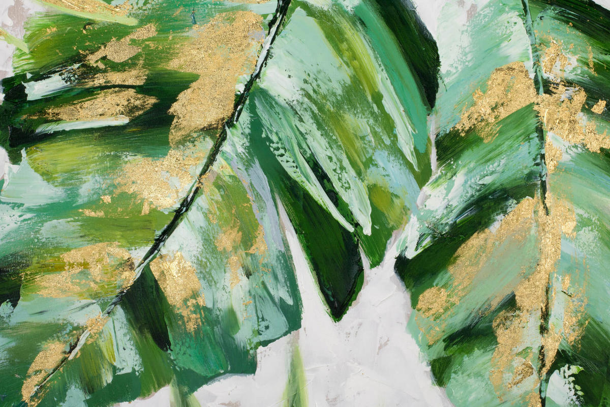 ACRYLBILD HANDGEMALT 90/90 cm - Weiß/Grün, Holz/Textil (90/90cm) - KUNSTLOFT