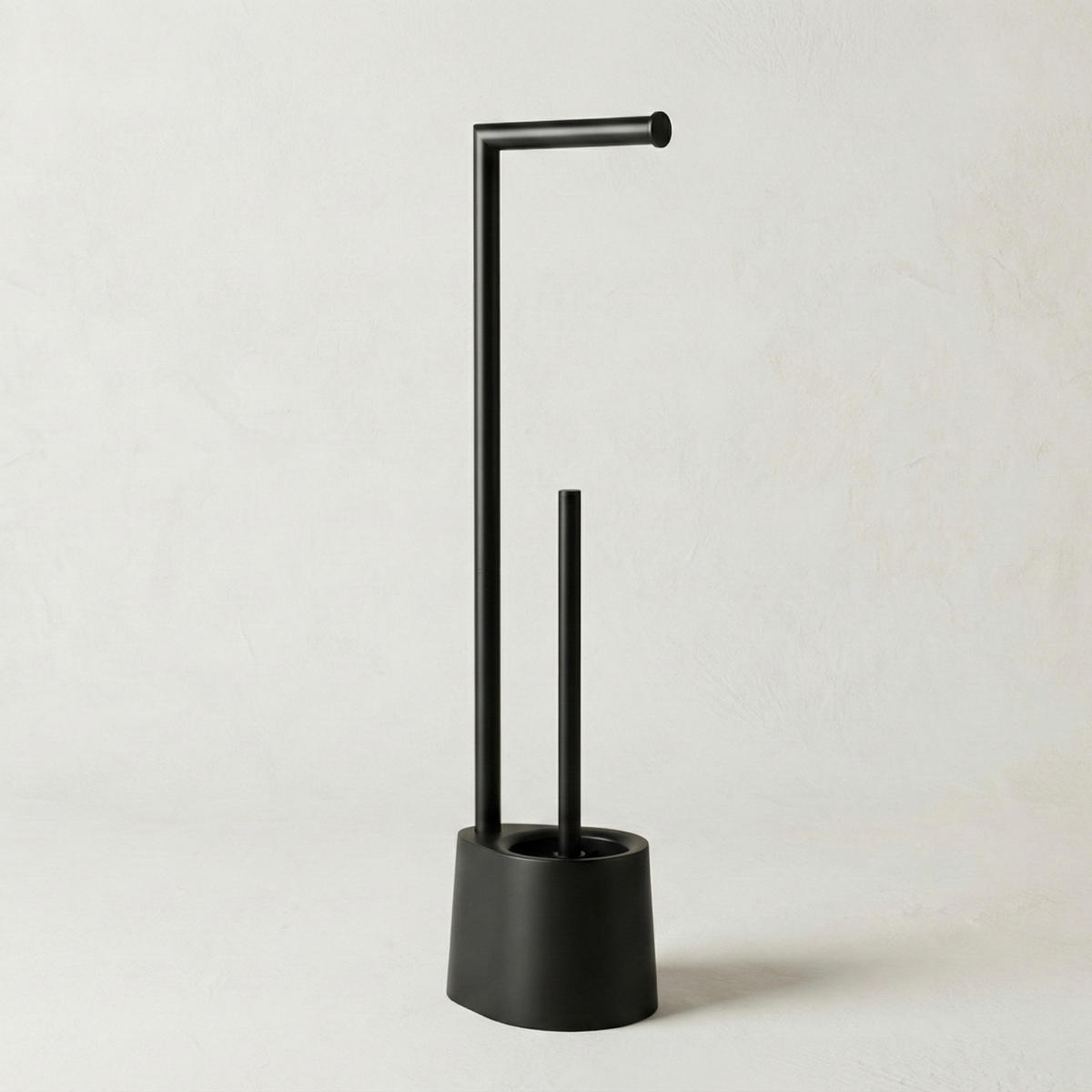 PAPIERSTÄNDER STILK mit Bürstenbehälter - Schwarz, Metall (16/63/13cm)