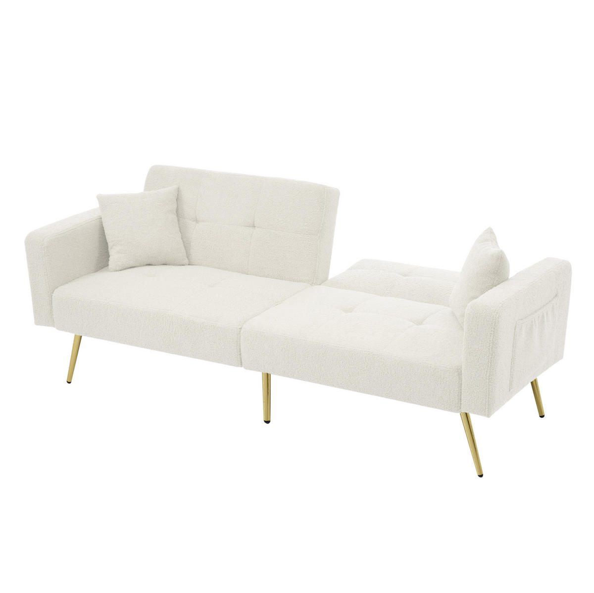 SCHLAFSOFA mit Bettfunktion verstellbar 175 x 64 x 72 cm Weiß - Weiß, Kunststoff (175/72/64cm) - Meubliv