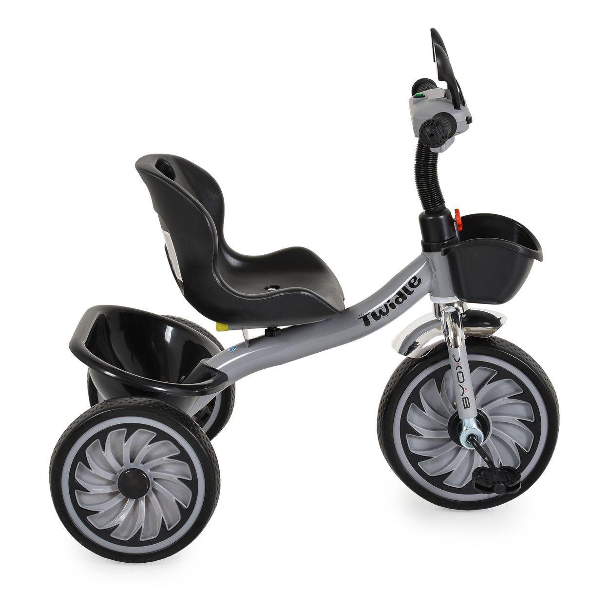 DREIRAD Twidle Körbe grau Musikfunktion, Lichter, EVA-Reifen, verstellbarer Sitz - Grau, Metall (68/48/68cm)