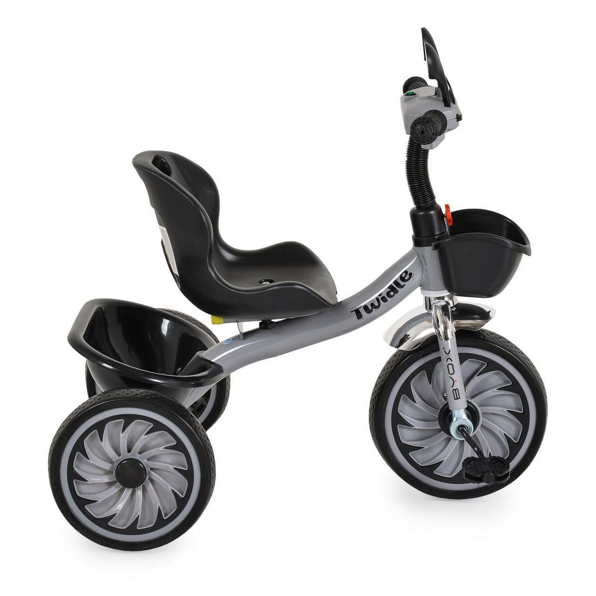 DREIRAD Twidle Körbe grau Musikfunktion, Lichter, EVA-Reifen, verstellbarer Sitz - Grau, Metall (68/48/68cm)